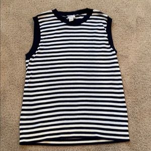 J crew navy ivory stripe sleeveless sweater small